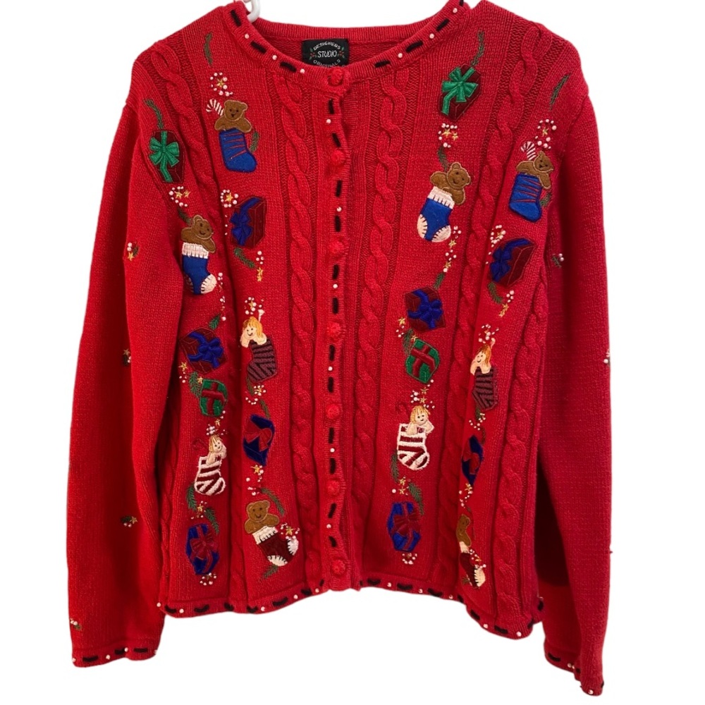 Designers Studio Originals Christmas Button Up Sweater size Medium‎